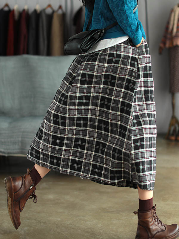 Artistic Retro Plaid A-Line Skirt