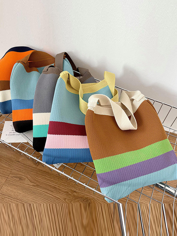 Original Contrast Color Rainbow Striped Bags Accessories