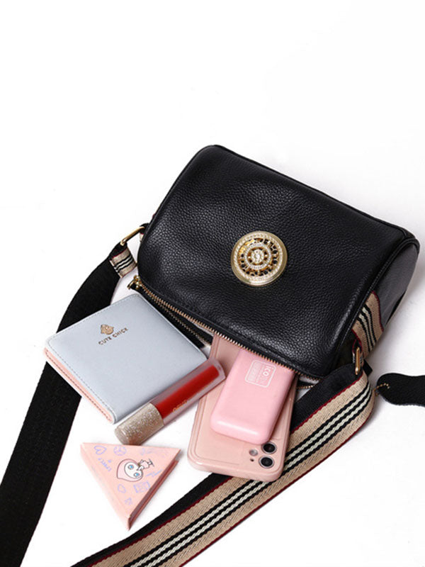 Contrast Color Rhinestone Zipper Crossbody Bags