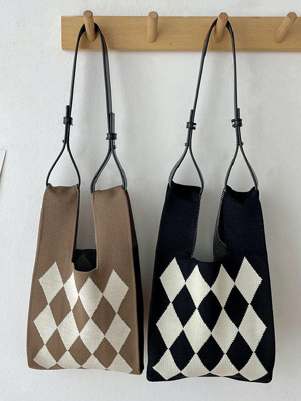 Casual Rhombus Contrast Color Bags Accessories Handbags