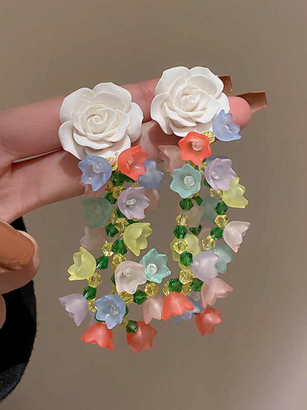 Statement Multi-Colored Floral Earrings Accessories