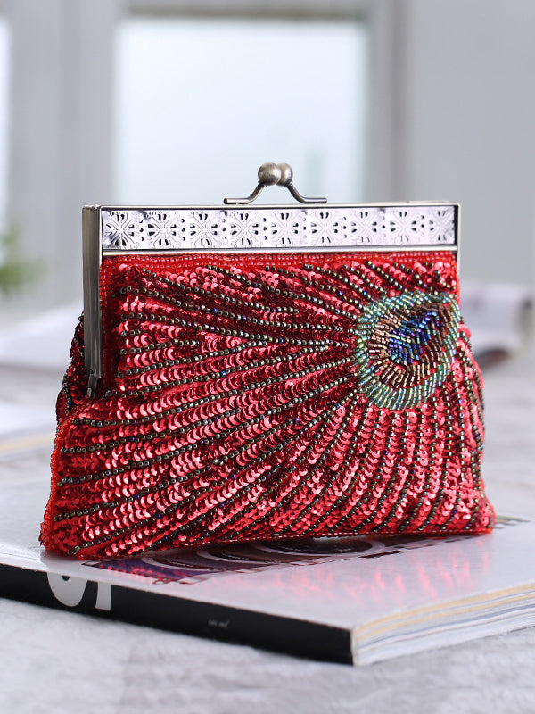 4 Colors Urban Geometric Sequined Makeup Bag Handbag