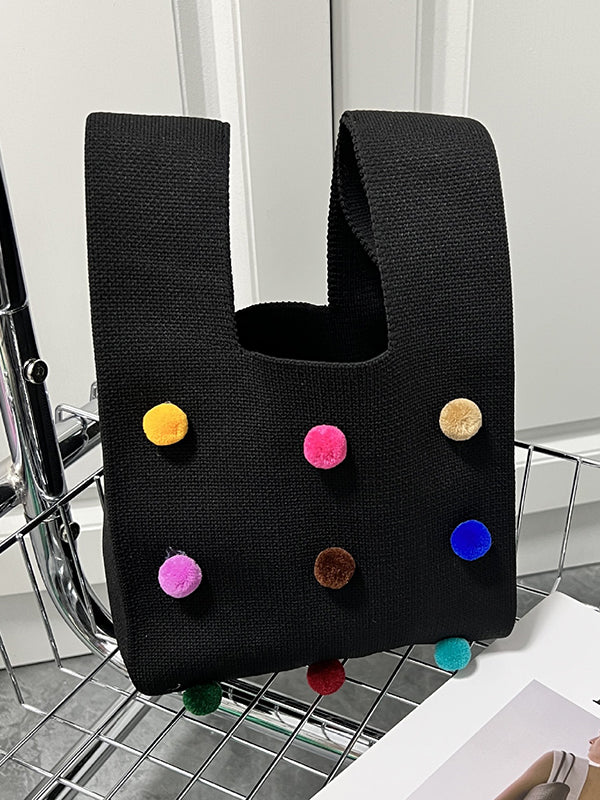 Accesorios originales para bolsos de punto de colores en contraste 