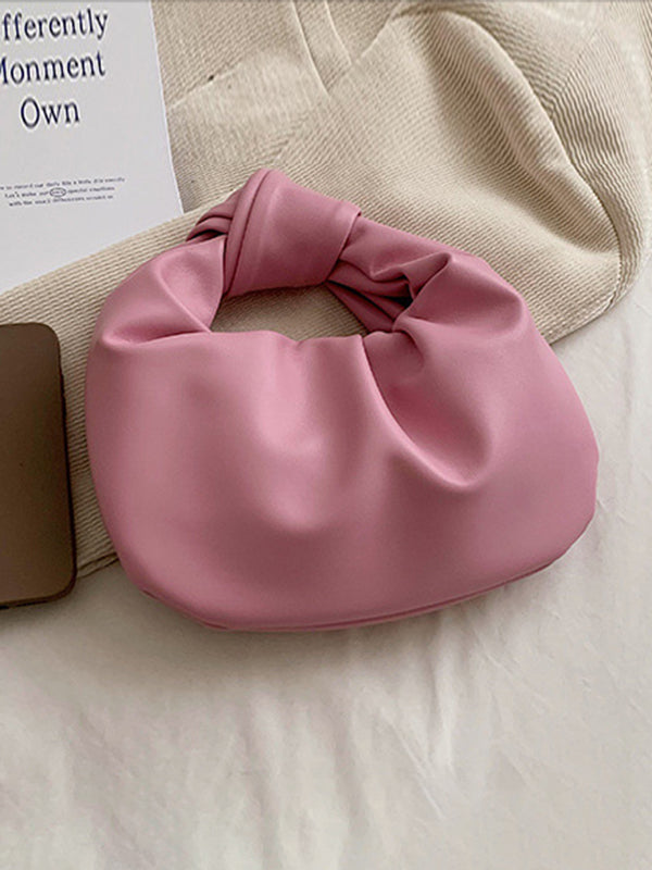 Bowknot Pleated Solid Color Handbags Accessories