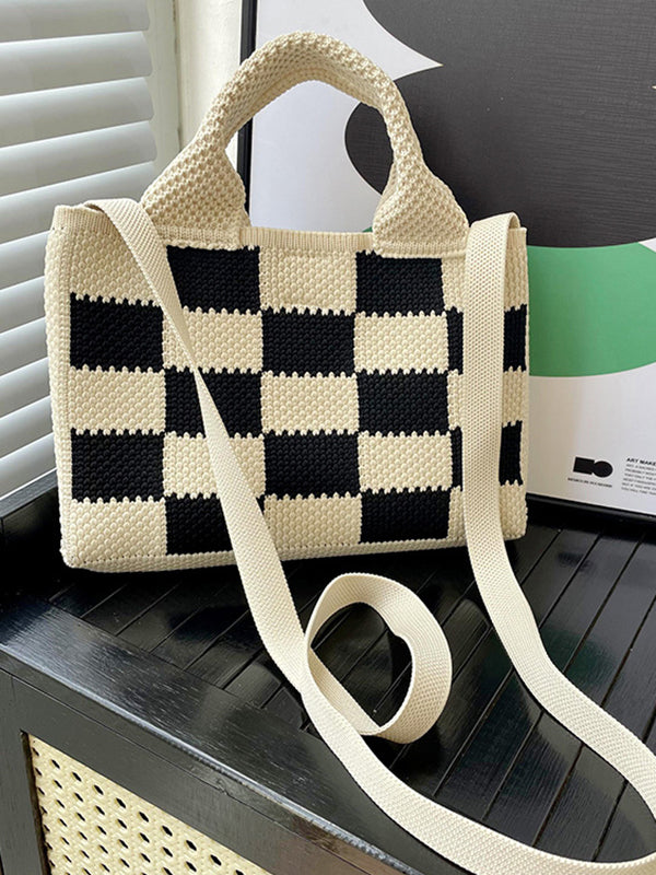 Checkerboard Crossbody Bags Woven Handbag