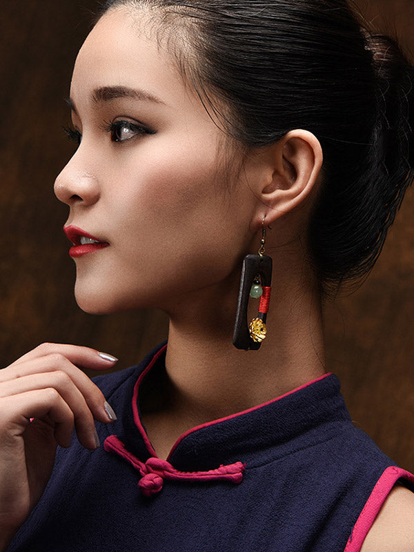 Original Geometry Split-Joint Wooden Earrings Accessories