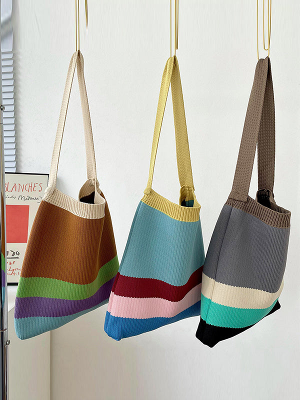 Original Contrast Color Rainbow Striped Bags Accessories