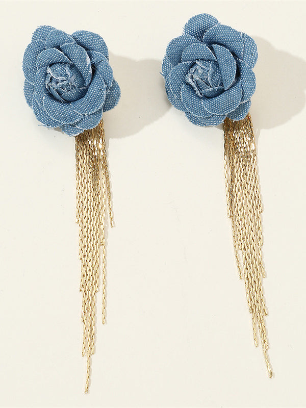 Flower Shape Tasseled Earrings Accessories