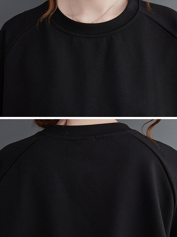 Original Loose Split-Joint Round-Neck Long Sleeves False Two T-Shirt