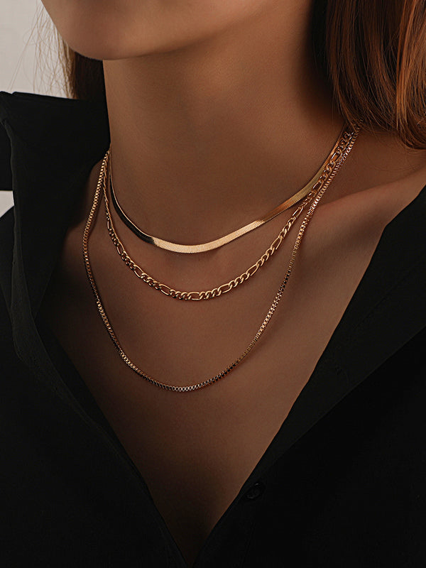 Hollow Solid Color Layered Necklaces