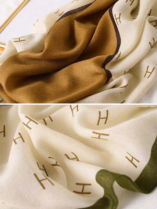 H Print Warm Sun-Proof Silk Scarf