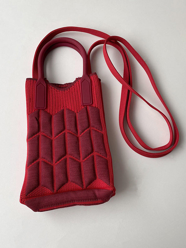 Original Contrast Color Geometric Knitting Bags Accessories