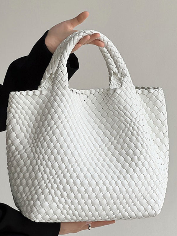 Solid Color Woven Tote Bags Handbags