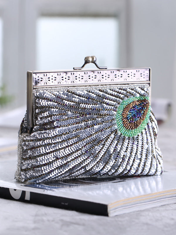 4 Colors Urban Geometric Sequined Makeup Bag Handbag