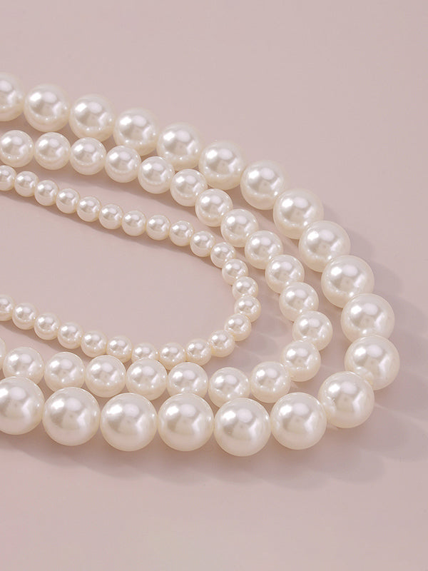 Imitation Pearl Three Pieces Necklaces Accessories Dainty Necklace