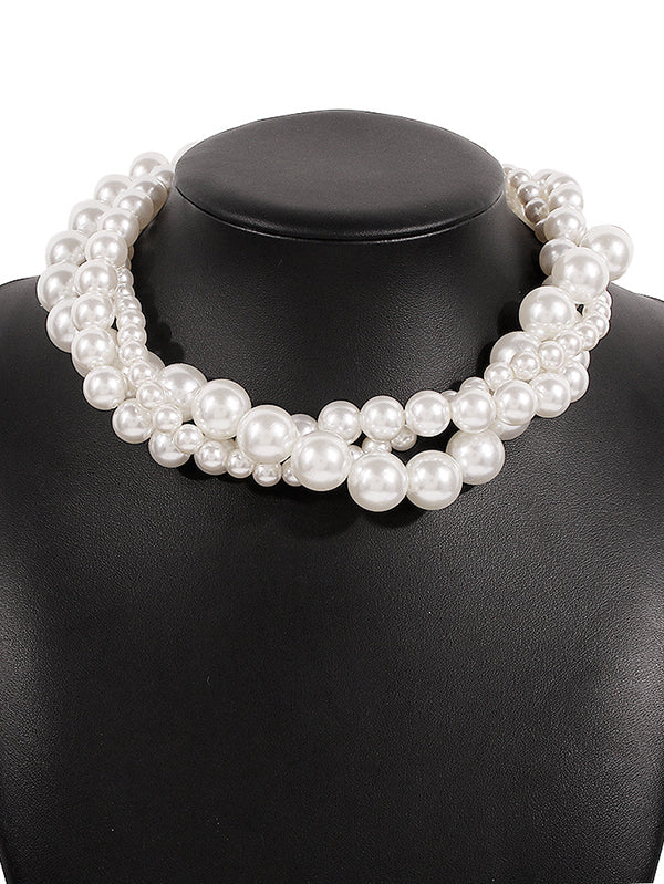 Imitation Pearl Three Pieces Necklaces Accessories Dainty Necklace