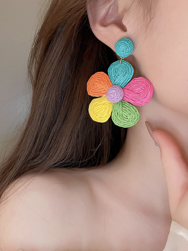 Colorful Flower Shape Drop Earrings