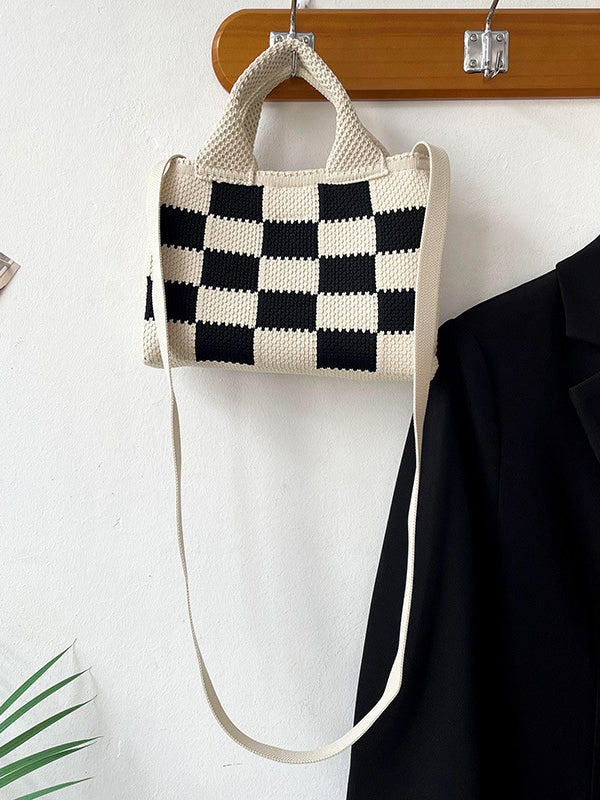 Checkerboard Crossbody Bags Woven Handbag