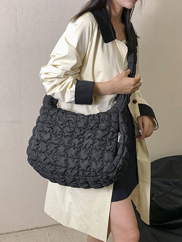 Pleated Split-Joint Crossbody Tote Bags Handbags