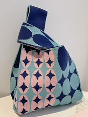 Contrast Color Rhombic Bags Woven Handbag