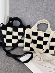 Checkerboard Crossbody Bags Woven Handbag