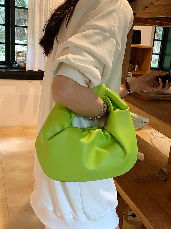 Bowknot Pleated Solid Color Handbags Accessories