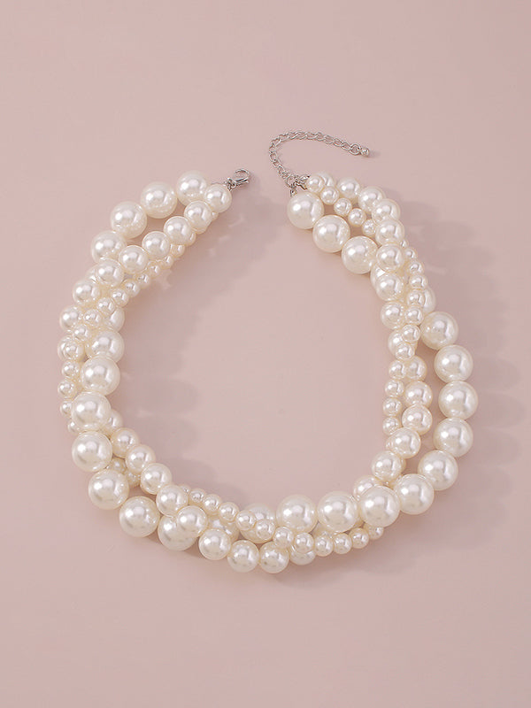 Imitation Pearl Three Pieces Necklaces Accessories Dainty Necklace