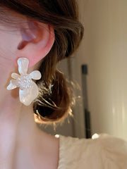 Acrylic & Imitation Pearl Flower Shape Earrings Accessories