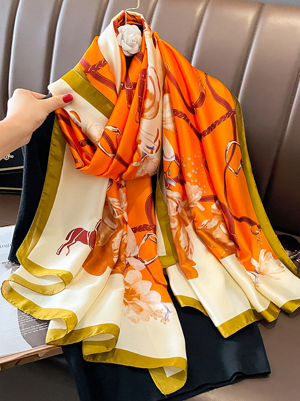 Sun-Protection Contrast Color Printed Shawl&Scarf