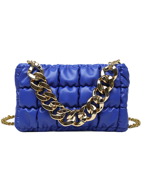 Chains Plaid Solid Color Crossbody Bags