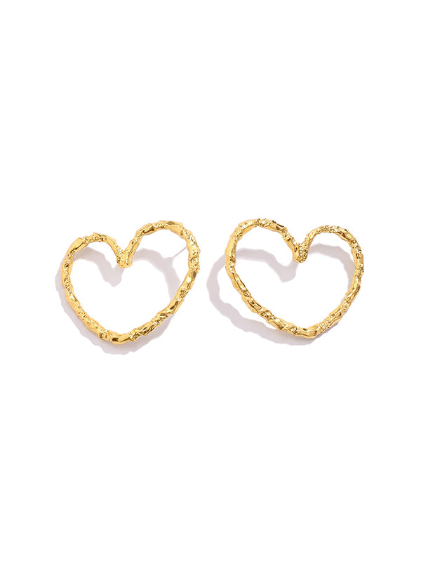 Geometric Heart Shape Hollow Solid Color Drop Earrings