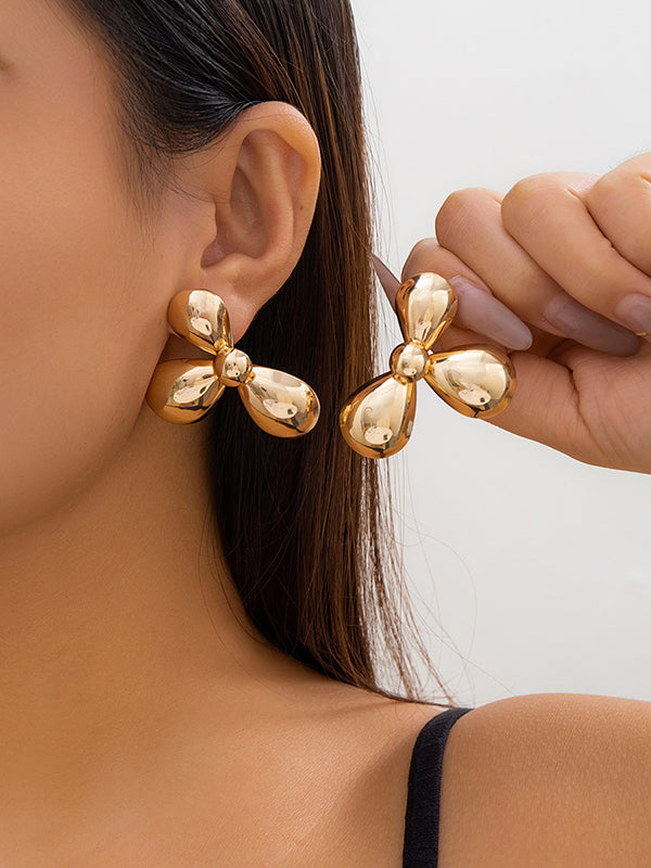 Flower Shape Solid Color Drop Earrings