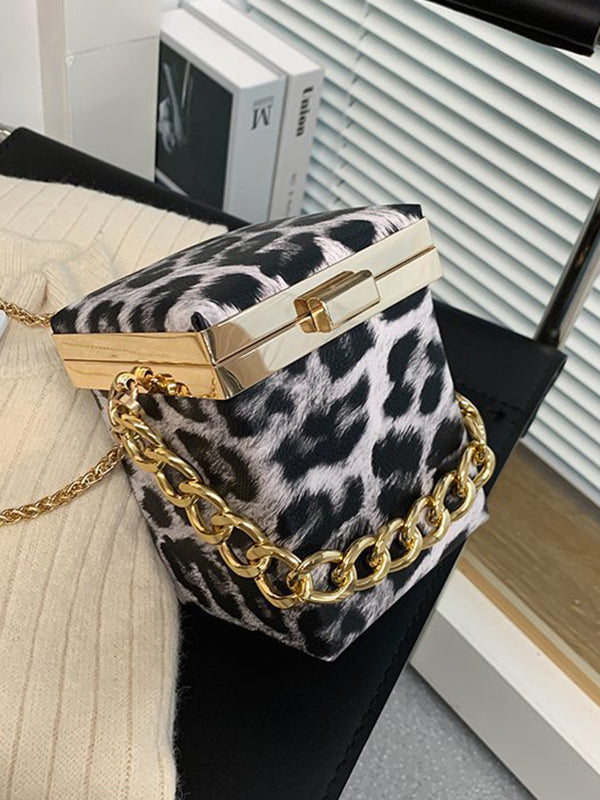 Bolsos bandolera de leopardo con cadenas 