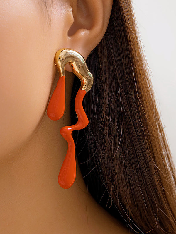 Contrast Color Geometric Drop Earrings