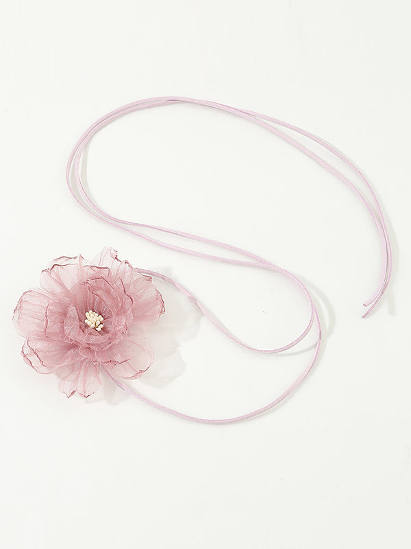 Flower Shape Gauze Dainty Necklace Necklaces Accessories