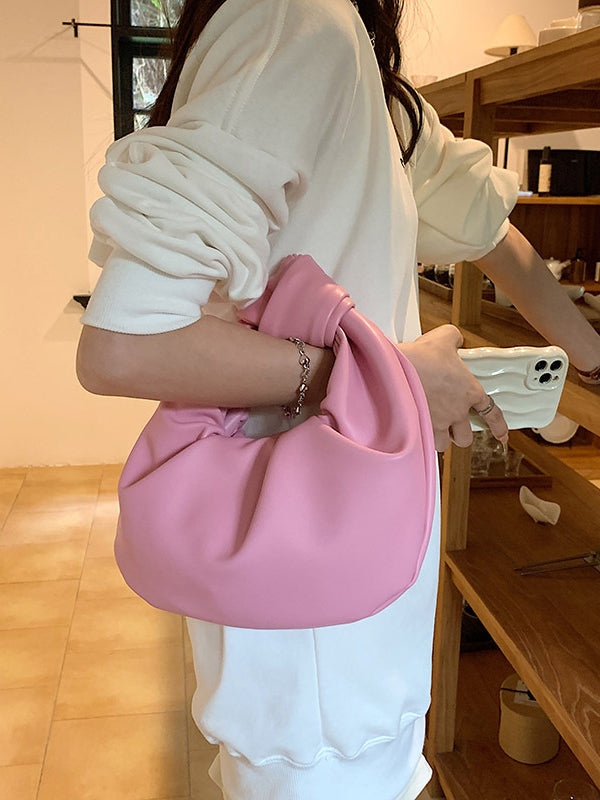 Bowknot Pleated Solid Color Handbags Accessories