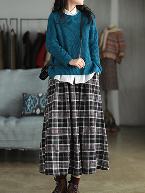 Artistic Retro Plaid A-Line Skirt