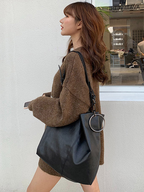 Fashion Urban Solid Color PU Shoulder Bag