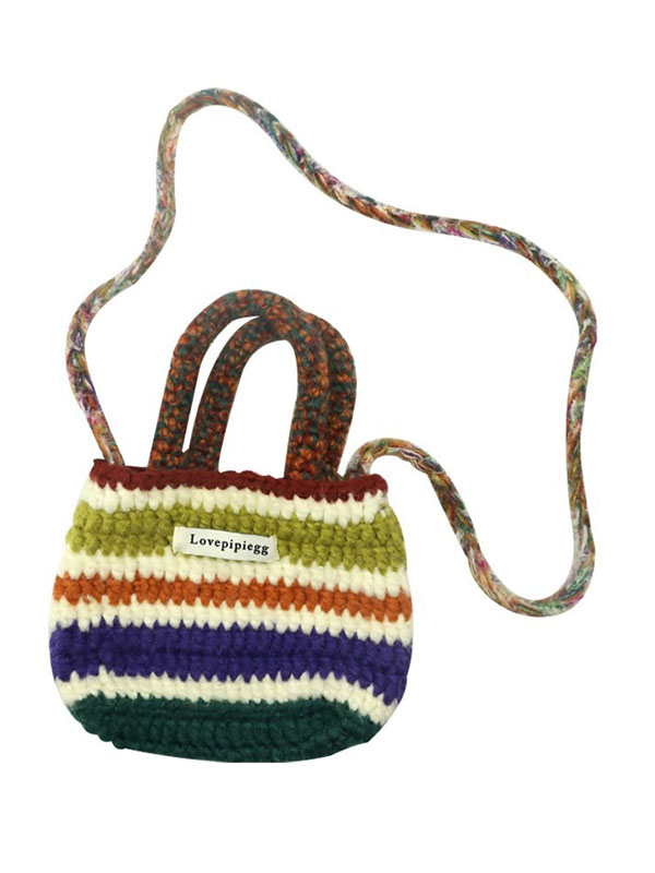 Colorful Contrast Color Crossbody Bag Woven Handbag