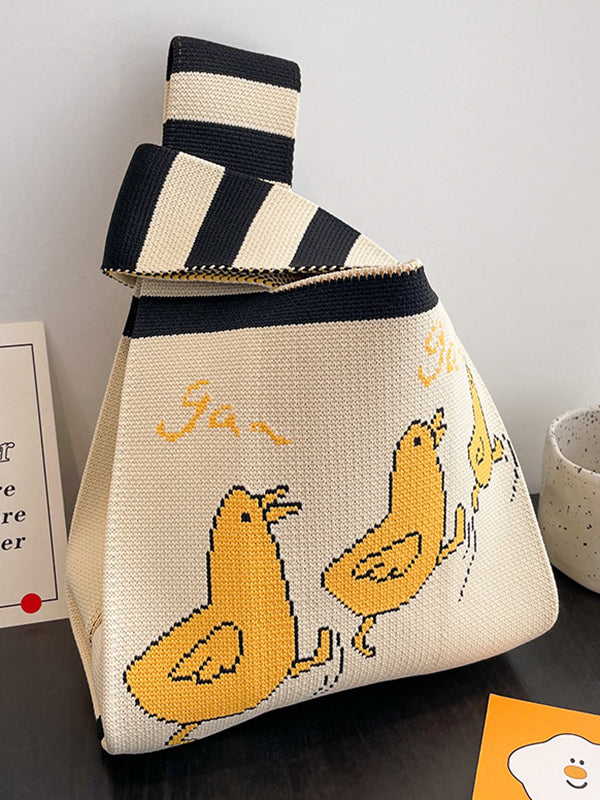 Cartoon Printed Bags Accessories Woven Handbag