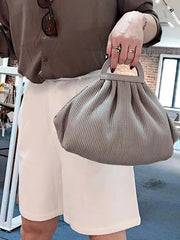 Pleated Solid Color Split-Joint Bags Crossbody Bags