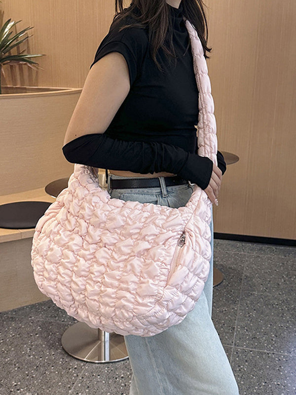 Pleated Split-Joint Crossbody Tote Bags Handbags