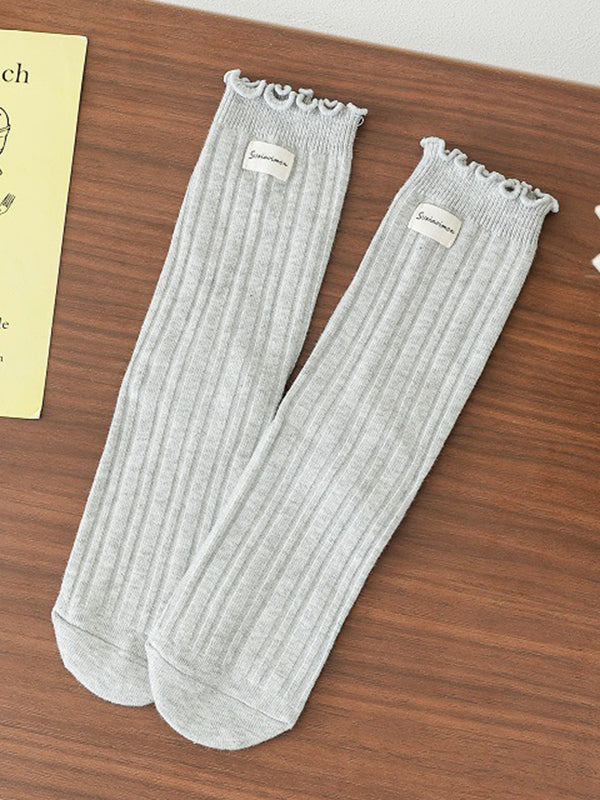 Elasticity Pleated Wood Ear Lace Socks