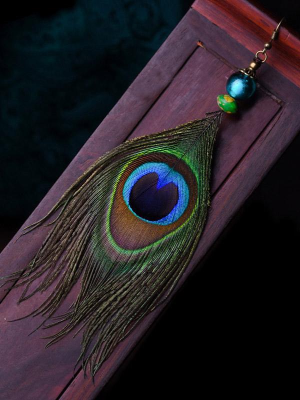 Ethnic Style Retro Peacock Feather Earrings