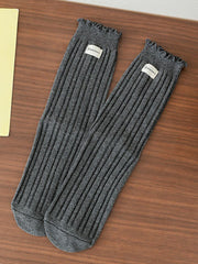 Elasticity Pleated Wood Ear Lace Socks