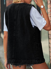 Loose Sleeveless Split-Joint V-Neck Vest Top