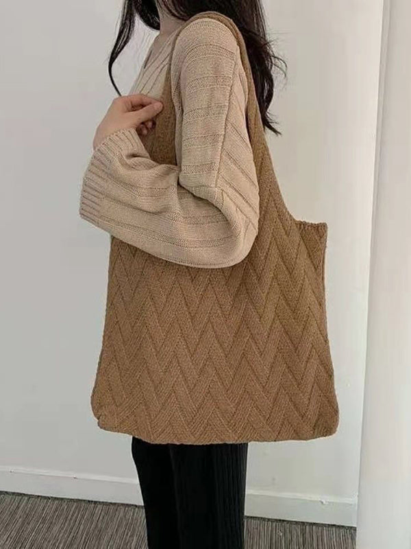 Casual Weave Solid Color Bags Accessories