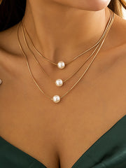 Simple Multilayer Pearl Necklaces Accessories