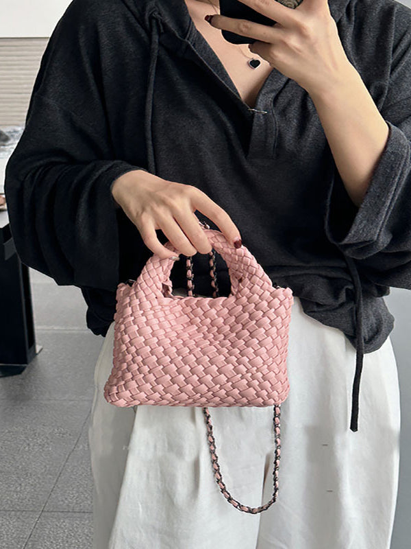 Solid Color Woven Bags Crossbody Bags Handbags