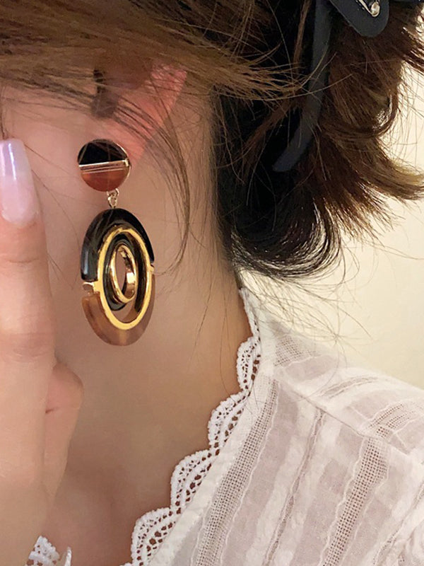 Contrast Color Geometric Earrings Accessories